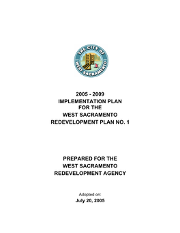 2009 Implementation Plan for the West Sacramento Redevelopment Plan No