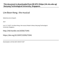 Lim Boon Keng : the Musical