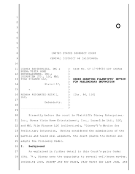 1 2 3 4 5 6 7 8 9 10 11 12 13 14 15 16 17 18 19 20 21 22 23 24 25 26 27 28 United States District Court Central District of Cali