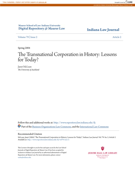 The Transnational Corporation in History: Lessons for Today?