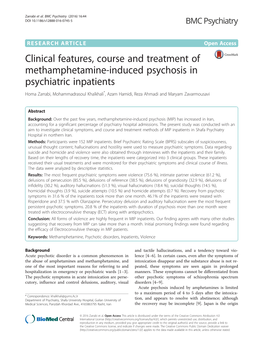 Clinical Features, Course and Treatment of Methamphetamine-Induced