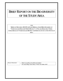 Brief Report on the Bio-Diversity of the Study Area