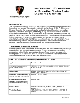 Recommended IFC Guidelines for Evaluating Firestop System Engineering Judgments