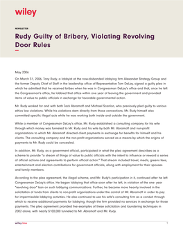 Rudy Guilty of Bribery, Violating Revolving Door Rules −