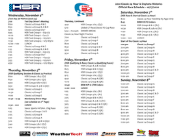 Official Race Schedule – 10/27/2020