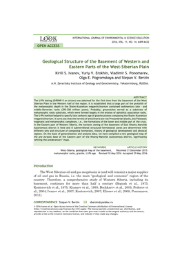 Geological Structure of the Basement of Western and Eastern Parts of the West-Siberian Plain Kirill S