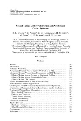 Cranial Venous Outflow Obstruction and Pseudotumor Cerebri Syndrome