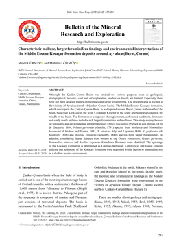 Bulletin of the Mineral Research and Exploration 162, 235-267