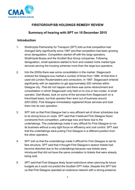 Summary of Hearing with SPT on 10 December 2015