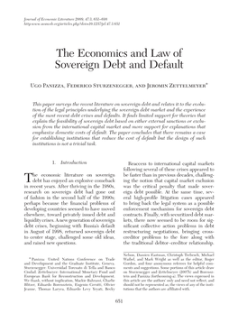The Economics and Law of Sovereign Debt and Default