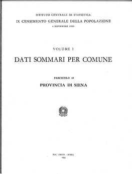 Dati Sommari Per Comune