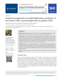 Surgical Management of Caudal Duplication