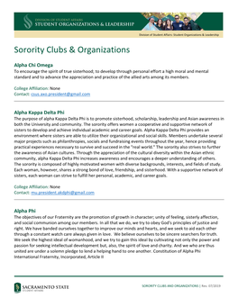 Sorority Clubs & Organizations