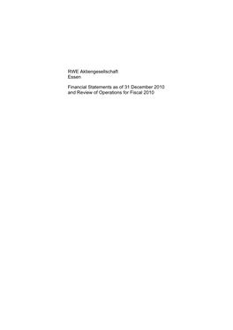 RWE Aktiengesellschaft Essen Financial Statements As of 31