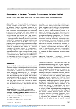 Conservation of the Juan Fernandez Firecrown and Its Island Habitat