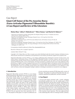 Giant Cell Tumor of the Pes Anserine Bursa (Extra-Articular Pigmented Villonodular Bursitis): a Case Report and Review of the Literature