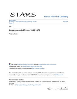 Lawlessness in Florida, 1848-1871