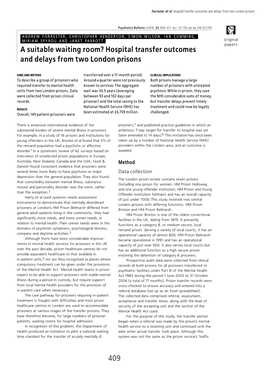 Hospital Transfer Outcomes and Delays from Two London Prisons