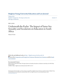 The Impact of Same-Sex Sexuality and Secularism on Education in South Africa, 2011 BYU Educ