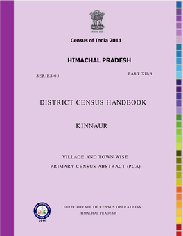 District Census Handbook Kinnaur