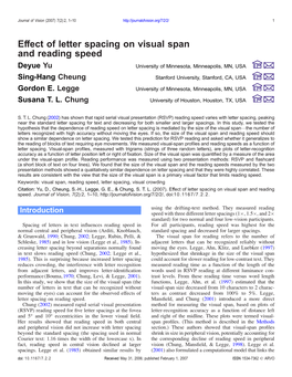 Effect of Letter Spacing on Visual Span and Reading Speed