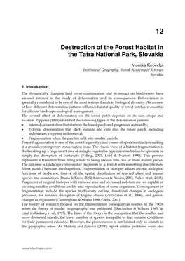 Destruction of the Forest Habitat in the Tatra National Park, Slovakia