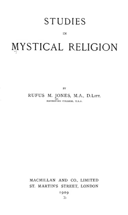 Studies in Mystical Religion