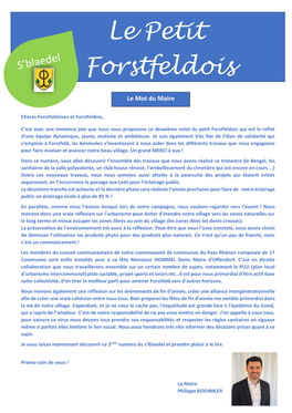 Le Petit Forstfeldois N°2 – Septembre 2020