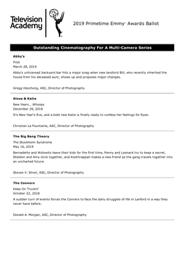 Cinematography for a Multi-Camera Series