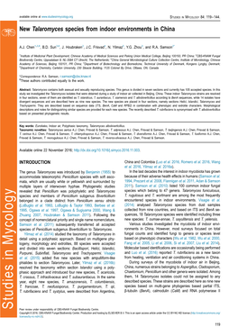 New Talaromyces Species from Indoor Environments in China