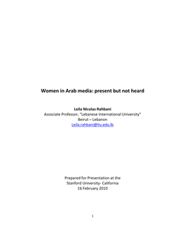 Women in Arab Media: Present but Not Heard