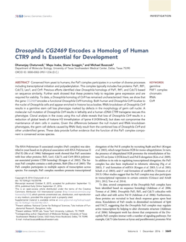 Drosophila CG2469 Encodes a Homolog of Human CTR9 and Is Essential for Development