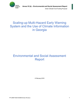 Scaling-Up Multi-Hazard Early Warning System and the Use of Climate Information in Georgia Environmental and Social Assessment R