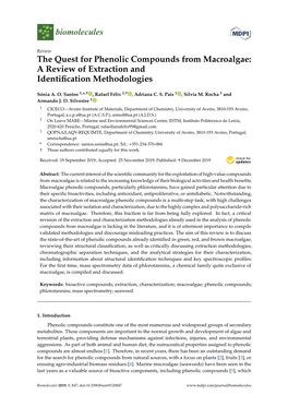 The Quest for Phenolic Compounds from Macroalgae: a Review of Extraction and Identiﬁcation Methodologies