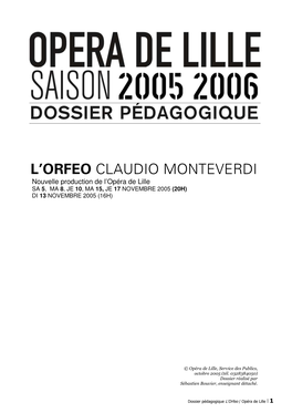 L'orfeo Claudio Monteverdi