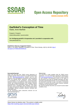 Garfinkel's Conception of Time