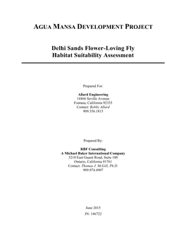 Delhi Sands Flower-Loving Fly Habitat Suitability Assessment