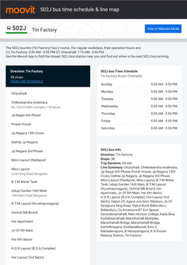 502J Bus Time Schedule & Line Route