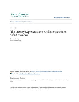 The Literary Representations and Interpretations of La Matanza Roxana Zuniga Wayne State University