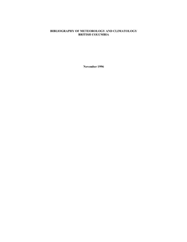 Bibliography of Meteorology and Climatology British Columbia (PDF)