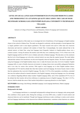 Level of Local Languages Interferences In