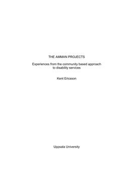 THE AMMAN PROJECTS Experiences from the Community