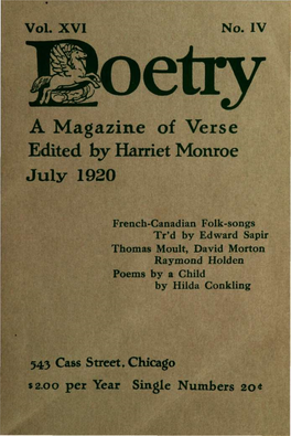 A Magazine of Verse Edited by Harriet Monroe July 1920