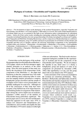 Phylogeny of Aculeata: Chrysidoidea and Vespoidea (Hymenoptera)