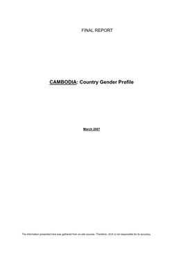 Gender Profile of Cambodia