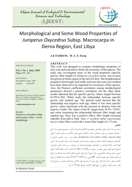 Morphological and Some Wood Properties of Juniperus Oxycedrus Subsp