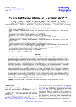 The Gaia-ESO Survey: Catalogue of Hα Emission Stars?,??