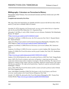 Bibliography: Literature on Terrorism in History Monographs, Edited Volumes, Non-Conventional Literature and Prime Articles (Incl