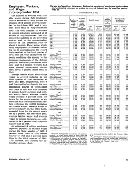 Employers, Workers, and Wages, July-September 1950