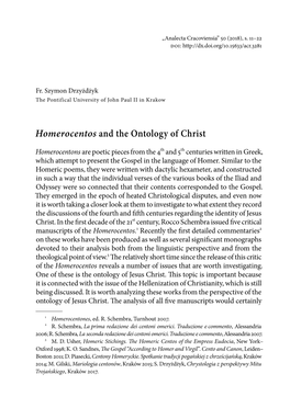 Homerocentos and the Ontology of Christ